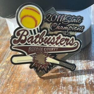 Batbusters Orange County 2011 State Champions pin with softball and broken bat